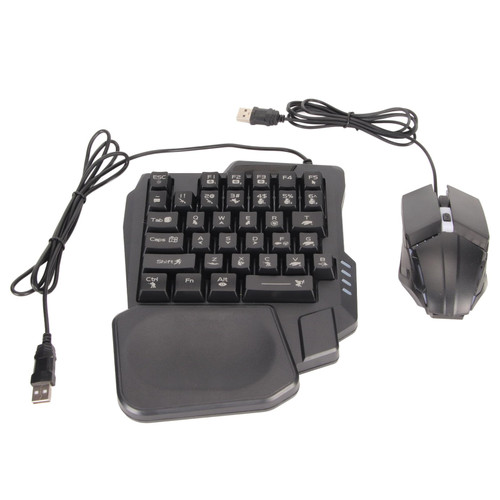 One Handed RGB Gaming Keyboard Mouse Combo, High Performance, Rich Auxiliary Functions, Wired Keyboard Mouse Converter for Mobile Game for iOS