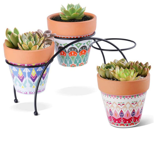 JEWEDECO 3pcs Ceramic Succulent Flower Pot Clay Pots for Plants Vintage Succulent Pots Ceramic Flower Pots Ceramic Pots Decorative Planter Plant Flower Pot Cactus Pot Stoneware Orchid Pot