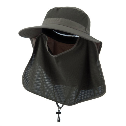 MG UV 50+ Talson Large Bill Flap Hat with Detachable Inner Flap - Olive OSFM