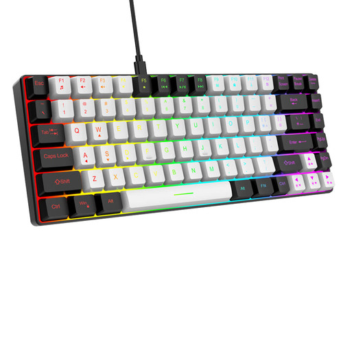 Focket Gaming Keyboard, 80 Percent Layout 84 Keys RGB Backlit Wired Mechanical Keyboard, Brightness Adjustable Compact Mechanical Gaming Keyboard Computer Keyboard for Laptop PC Gamer (White)