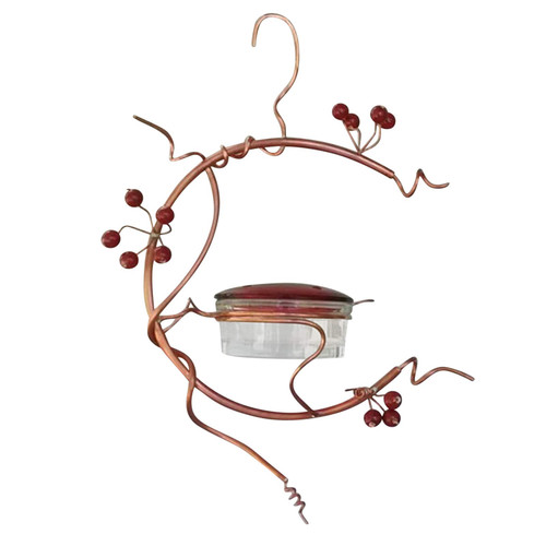 Courtyard Bird Feeder Red Berries Hummingbird Feeder Outside Hanging Wild Bird Feeders Tray Garden Metal Landscape