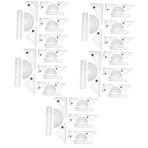 Tofficu 20 Sets Transparent 15cm Ruler 6 Inch Ruler Rulers Ruler 12 Inch Geometry Protractor Math Measuring Tool Triangular Scale Drafting Ruler Plastic Student Multifunction Drawing Ruler