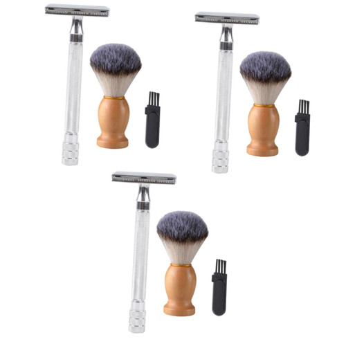 minkissy 3 Sets Manual Shaver Portable Beard Trimmer Straight Razor Men Shaving Trimmer Manual Safety Razor Barber Razor Kit Mens Grooming Kit Man Suit Double Razor Double Sided Shave Beard