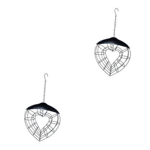 YARNOW 2pcs Hanging Bird Feeding Bird Feeder Tray Bird Feeders for Outside Finch Feeder Outside Heart Shaped Bird Feeder Bird Bath Tray Parrot Food Container Birds Outdoor Iron
