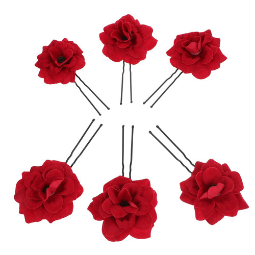 Beavorty 60 Pcs Hair Clips for Women Hair Chopsticks Women Hairpin Hair Barrettes for Women Flower Hair Sticks Women's Hair Accessories Decorative Hairpin Miss Red Rose Artificial Flower