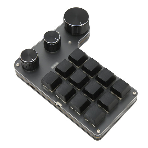Yoidesu Mini Macro Mechanical Gaming Keyboard, 12 Keys 3 Knobs One Handed USB PC Keypad, Programmable Shortcut Custom Function, Gaming Keyboard for Windows Vista Linux OS X (USB Wired)