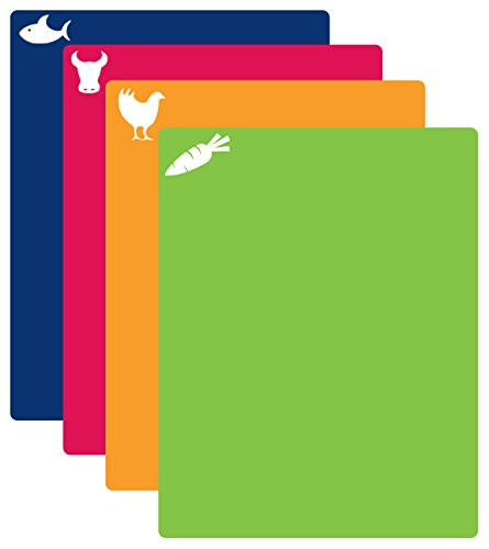 CounterArt Flexible Cutting Mat with Food Icons, Set of 4