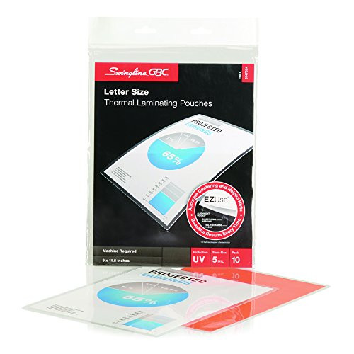 Swingline GBC Thermal Laminating Sheets/Pouches, Letter Size Pouch, 5 Mil, EZUse, 10 Pack (3747324)