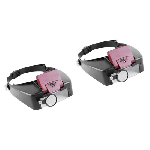 LALAFINA 2pcs Head Mount Magnifier with Light Head Mount Magnifying Glass Visor Magnifying Glass with Light Hands Free LED Magnifying Glass LED Jewelry Magnifying Glasses Coin Multifunction