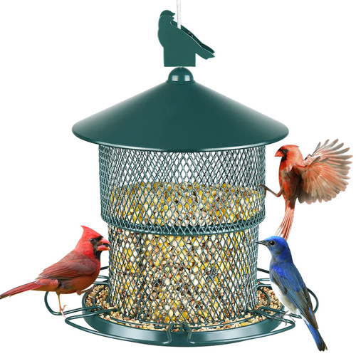 Bird Feeder for Wild Birds, Retractable 7lb Seed Capacity Hanging Wild Bird Feeder, Heavy Duty Metal Squirrel-Proof Bird Feeders for Outside Garden (Green) Bird Feeder for Wild Birds, Retractable 7lb Seed Capacity Hanging Wild Bird Feeder, Heavy Duty Metal Squirrel-Proof Bird Feeders for Outside Garden (Green)