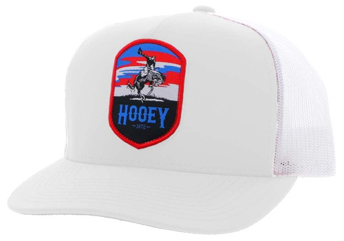 HOOEY Cheyenne Adjustable Snapback Mesh Trucker Patch Hat (White)