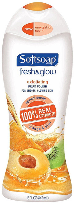 Softsoap Fresh & Glow Exfoliating Fruit Polish Body Wash 15 oz (Pack of 3)