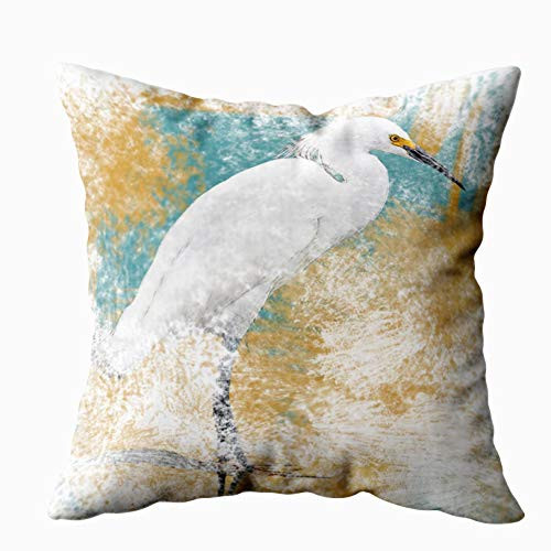 Shorping Zippered Pillow Covers Pillowcases 18X18 Inch snowy egret coastal beach life Decorative Throw Pillow Cover ,Pillow Cases Cushion Cover for Home Sofa Bedding