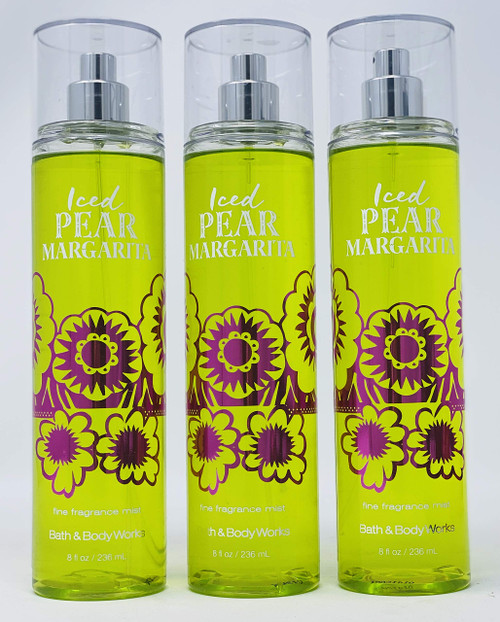 Lot of 3 Bath & Body Works Ice Pear Margarita Fine Fragrance Mist 8 oz (Iced Pear Margarita)