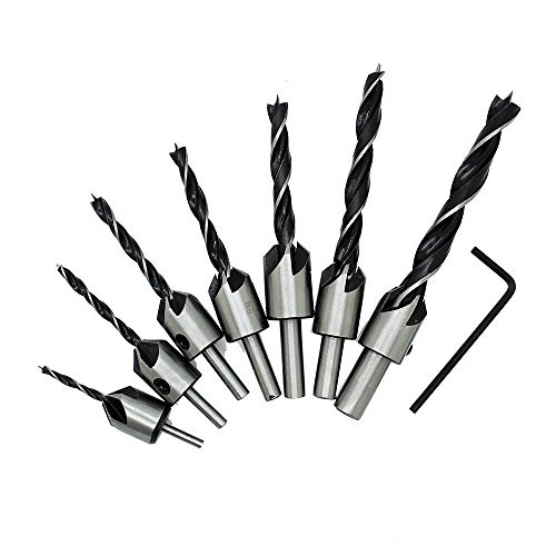 7 Pcs 5 Flute HSS Countersink Drill Bit Set Woodworking Screw Chamfering Tool 3-10mm