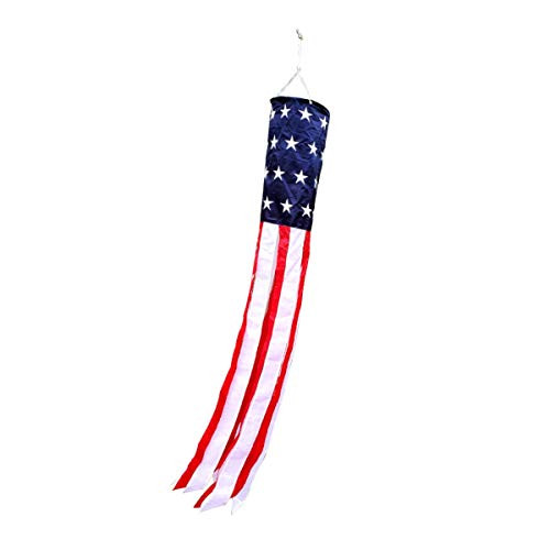 VIEKEY Windsock 60 Inch US Flag Windsock Embroidered Stars and Fade Resistant,Stars & Stripes USA Patriotic Decorations 5 Ft