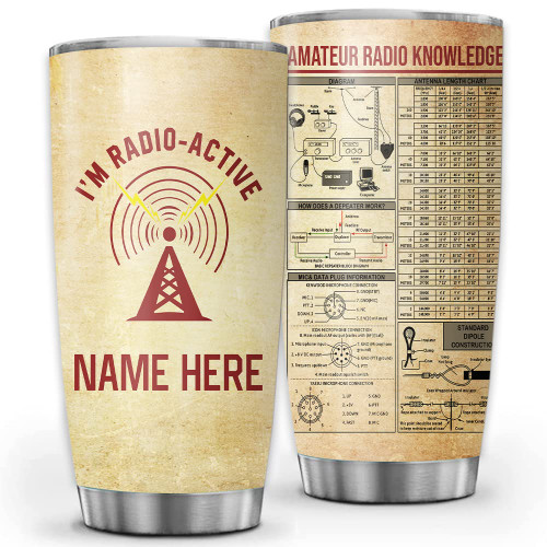So Many Pets Amateur Radio Knowledge I'm Radio-Active Personalized Tumbler Cup, Gift For Ham Radio Operator, Ham Radio Lover 20oz Insulated Coffee/Tea Tumbler with Lid