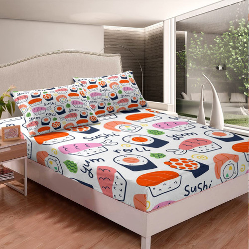 Feelyou Sushi Bed Sheet Set Cartoon Sushi Bedding Sheets for Kids Boys Girls Cute Food Bedding Fitted Sheet Japanese Style Bed Cover 1 Bed Sheet Set with 1 Pillowcase Twin Size Feelyou Sushi Bed Sheet Set Cartoon Sushi Bedding Sheets for Kids Boys Girls Cute Food Bedding Fitted Sheet Japanese Style Bed Cover 1 Bed Sheet Set with 1 Pillowcase Twin Size