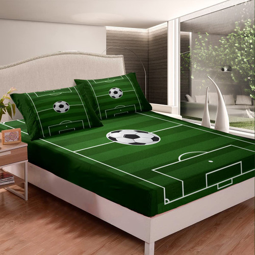 Feelyou Sports Football Bed Sheet Set for Boys Football Field Sheets for Kids Teens Soccer Ball Bedding Set 1 Fitted Sheet & 1 Pillowcase Twin Size Feelyou Sports Football Bed Sheet Set for Boys Football Field Sheets for Kids Teens Soccer Ball Bedding Set 1 Fitted Sheet & 1 Pillowcase Twin Size