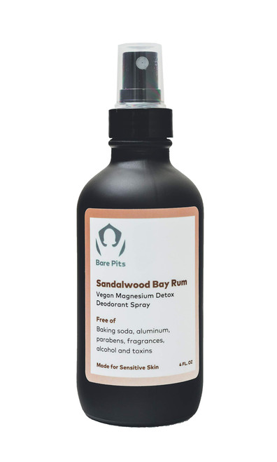 Bare Pits Vegan Magnesium Detox Natural ALUMINUM FREE Deodorant Spray Organic Sandalwood Bay Rum 4oz For Sensitive Skin Bare Pits Vegan Magnesium Detox Natural ALUMINUM FREE Deodorant Spray Organic Sandalwood Bay Rum 4oz For Sensitive Skin