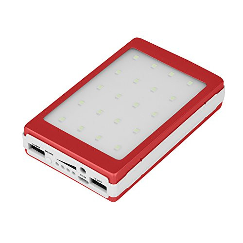 Zerone Solar Charger DIY Kit, 20000mAh Solar Power Bank Portable External Backup Battery Pack Dual USB Solar Phone Charger LED Light for Your Smartphones and More(Rose Red)