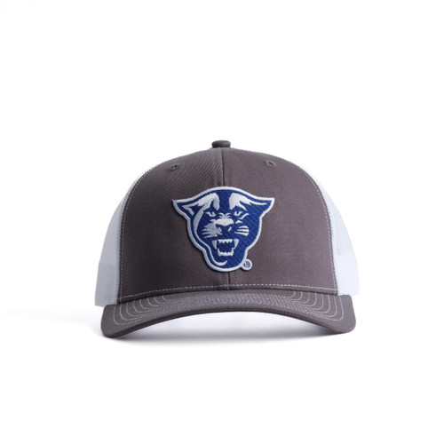Georgia State University Hat GSU Panthers NCAA Collegiate Custom Embroidered Patch Charcoal and White Trucker Hat with Snapback Closure Baseball Cap