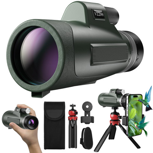 80x100 Monocular Telescope for Smartphone Compact Monoculars for Adults High Powered with Smartphone Adapter & Adjustable Tripod Waterproof Monocular for Hunting Stargazing Bird Watching Hiking Travel 80x100 Monocular Telescope for Smartphone Compact Monoculars for Adults High Powered with Smartphone Adapter & Adjustable Tripod Waterproof Monocular for Hunting Stargazing Bird Watching Hiking Travel