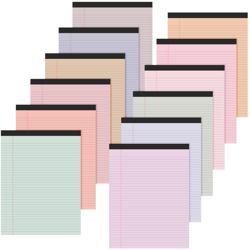 Fuutreo 12 Pcs 8.5'' x 11'' Colored Legal Pad Writing Pads Narrow Ruled 50 Sheets Per Notepad Micro Perforated Writing Pad Note Pads Office Supplies for School College Office Business (Pastel Colors)