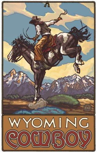 Northwest Art Mall 11" x 17" Poster Bucking Horse Cowboy Wyoming by Paul A. Lanquist