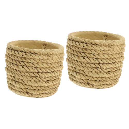 Yardwe 2pcs Cement Flower Pot Planter Large Plant Pot Basket for Plants Indoor Pot for Plants Indoor Woven Baskets Tree Basket Cement Pot Bonsai Plant Pot Rustic Small Cactus Ceramics