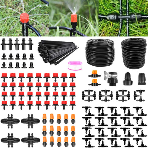 IRmm Irrigation System Kit, 132FT/40M+33FT/10M Drip Irrigation System, DIY Saving Water Automatic Drip Irrigation Kits with 4/7mm 8/11mm Blank Distribution Tubing for Garden, Greenhouse, Lawn, Patio