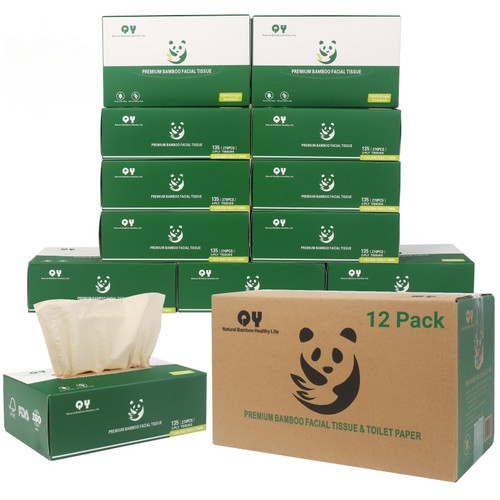 Premium Bamboo Facial Tissues Box - 12 packs, Ultra Soft, Natural Unbleached, Tree-Free & Eco-Friendly,135 Tissues per Box (1620 Total Tissues) Premium Bamboo Facial Tissues Box - 12 packs, Ultra Soft, Natural Unbleached, Tree-Free & Eco-Friendly,135 Tissues per Box (1620 Total Tissues)