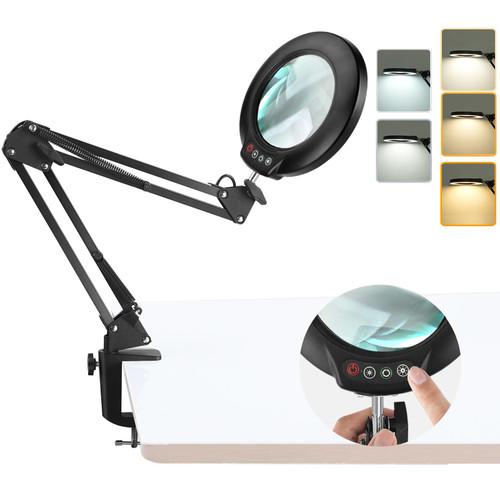 10X Magnifying Glass with Light and Clamp?Drdefi Adjustable Swing Arm LED Lighted Desk Lamp, 5 Color Modes Stepless Dimmable Hands Free Magnifier Lamp for Craft Hobby Close Works Painting 10X Magnifying Glass with Light and Clamp?Drdefi Adjustable Swing Arm LED Lighted Desk Lamp, 5 Color Modes Stepless Dimmable Hands Free Magnifier Lamp for Craft Hobby Close Works Painting