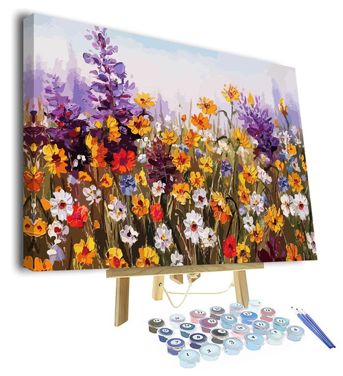 Paint by Number for Adult, Painting by Number Kits On Canvas, DIY Color Flowers Oil Painting Acrylic Paints, Flameless Paint by Numbers for Adults and Kids Beginner 16X20 Inch?Framed?