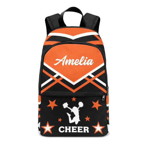 Yeshop Cheerleader Cheer Orange Personalized Backpack for Teen Boys Girls,Custom Travel Backpack Bookbag Casual Bag Name Gift