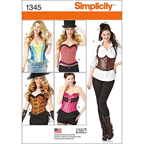 Simplicity 1345 Women's Shrug and Corset Sewing Pattern by Andrea Schewe, Sizes 14-22