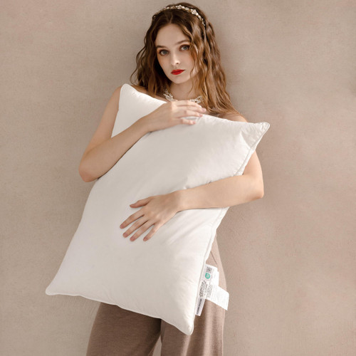 LUZERN GOOSE Down Feather Bed Pillow Queen Size 1 Pack,Soft Pillow Insert for Back Side Stomach Sleepers,Pillows with 100% Cotton Cover 20"X28"
