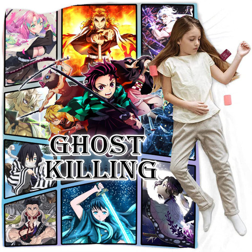 Anime Blanket Nezuko Throw Blanket Super Soft Flannel Fleece Blankets Cozy Warm Gifts Blanket for Couch Sofa Bed All Season-Teen 60"X50"