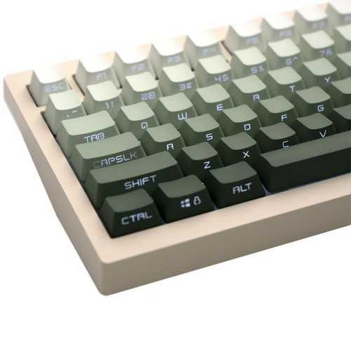 GEKUCAP Custom Keycaps,Gradient Green Side Printed Double Shot Backlit Key Cap,134 Keys PBT OEM Profile Keycaps Set for 61/64/87/104/108 Cherry Mx Switches Mechanical Gaming Keyboard