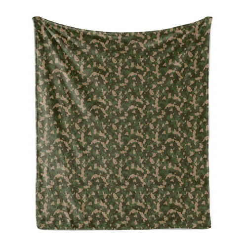 Ambesonne Camouflage Soft Flannel Fleece Throw Blanket, Continuous Jungle Marsh Camo Fashion Hiding Pattern, Cozy Plush for Indoor and Outdoor Use, 50" x 70", Olive Green