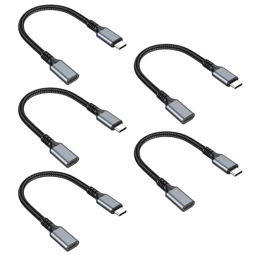 USB C Extension Cable 1 Feet 5Pack, Type C Extender Cord USB 3.1(10Gbps) Male to Female Extensions Charging & Sync Compatible for MacBook Pro/Air, Nintendo Switch, Laptop, Tablet and Mobile Phone