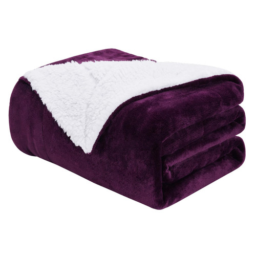 Sherpa Fleece Throw Blanket King Size - Thick and Warm Blanket for Winter, Warm Plush Fleece Reversible Blanket for Bed, Sofa, Couch, Camping and Travel, Purple, 90x102 Inches Sherpa Fleece Throw Blanket King Size - Thick and Warm Blanket for Winter, Warm Plush Fleece Reversible Blanket for Bed, Sofa, Couch, Camping and Travel, Purple, 90x102 Inches