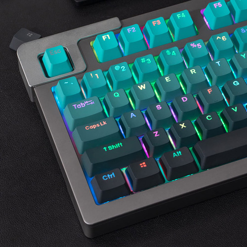 Sumgsn Gradient Cyan Keycaps PBT Double Shot Custom Keycaps Backlit OEM Profile 123 Keys for ANSI Layout 61/87/104/108 Cherry MX Switches Mechanical Keyboard
