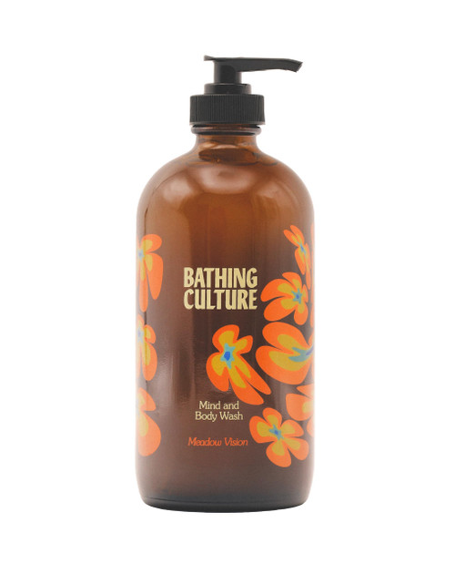 Bathing Culture - Organic Mind + Body Wash (Meadow Vision) | Natural, Biodegradable, Sustainable, Vegan Personal Care (Refillable Glass Bottle, 16 fl oz | 473 ml)