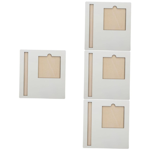 Tofficu 4pcs Tray Memo Notes Holder Pad Holder Note Holder for Desk Memo Notes Tray and Pen Holder Memo Sticker Holder Sublimation Notebook Wooden White