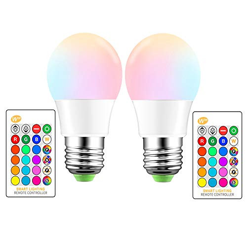 Lemonbest 2pcs Dimmable E26 RGB Color Changing LED Light Bulb IR Remote Control Party Stage Flash LED Lamp Lighting (2pcs 5Watt RGB)