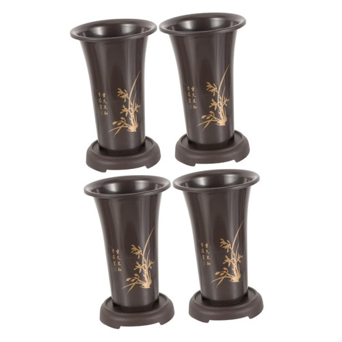 BESTOYARD 4 Sets Orchid Pot Plants pots with Drainage Holes Garden Planting Pot Plant pots with Saucer Chinese Bonsai Planter Orchid Clay Planter Clay Plant pots Plastic Tower Type Container
