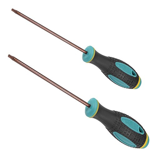 COMOK 100mm Long T10 Torx Point Magnetic Tip Screwdriver Set with Nonslip Handle Grip 2 PCS