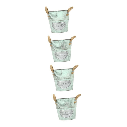 Yardwe 4pcs Flowerpot Small Metal Bucket Galvanized Bucket for Flowers Flower Bucket Retro Flower Vase Rustic Flower Pots Vintage Bucket Vase Basket Bucket Iron Rope