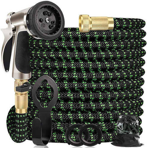 Flexible Water Hose Up to 25-100ft 3/4'' Solid Brass Connector Garden Hose with 9 Function Spray Nozzle 3X Expanding Flexible Latex Water Hose Durable and Lightweight Expandable Hose (Size : 25FT/7.5